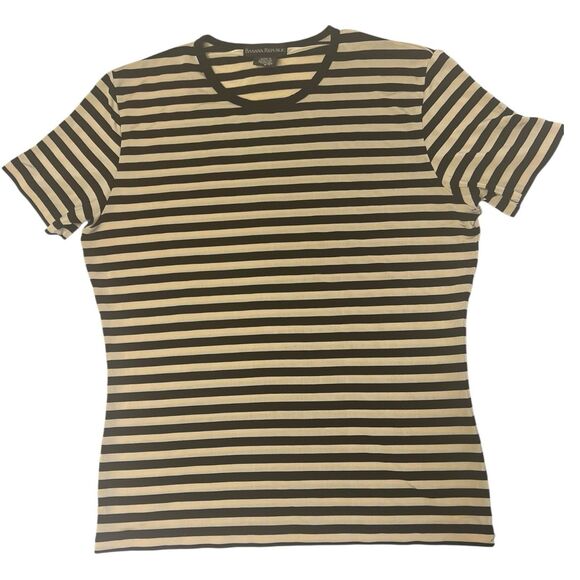 Banana Republic Tops - Banana Republic Black Beige Striped Fitted Tee Small Vintage Portugal Y2K